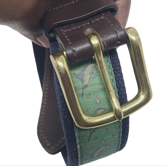 Vineyard Vines | Marlin Swordfish Fabric & Leather Ends Surcingle Belt (Size 32) - Picture 3 of 13